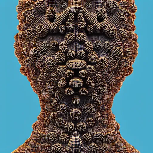 Image similar to A 3D human head render in a trypophobia style, 8k