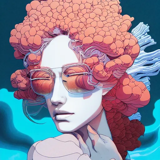 Prompt: woman with coral reef hair portrait soft light painted by james jean and katsuhiro otomo and erik jones, inspired by akira anime, smooth face feature, intricate oil painting, high detail illustration, sharp high detail, manga and anime 1 9 9 9