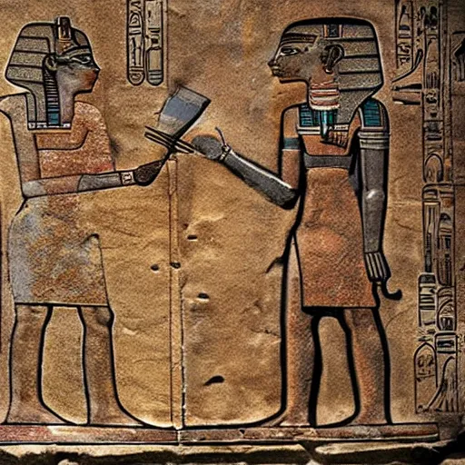 Prompt: robots in ancient egyptian art