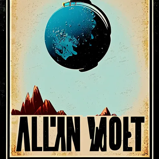 Prompt: vintage style poster of an alien planet