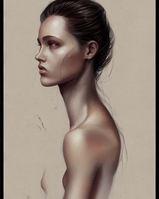 Prompt: a beautiful hyperrealistic girl portrait and body in pencil from a photo, by Peter Mohrbacher, technical drawing, blueprint diagram, trending on artstation