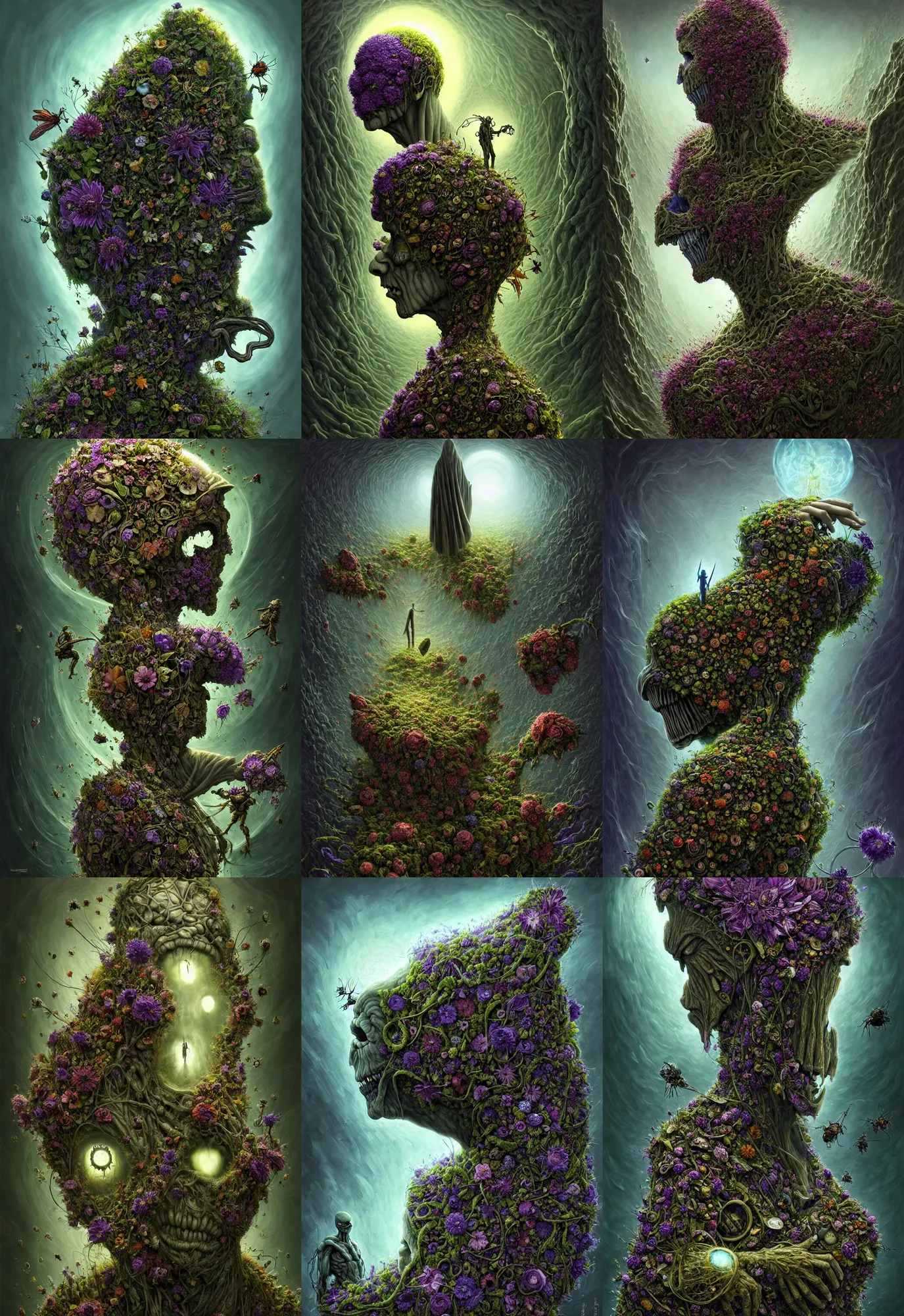 Image similar to the platonic ideal of flowers, salvia divinorum, insects and empathy cletus kasady ultimate carnage thanos dementor wild hunt doctor manhattan chtulu nazgul mandelbulb davinci, d & d, fantasy, ego death, detailed, intricate, hyperrealism, intense, scary, decay, art by artgerm gediminas pranckevicius