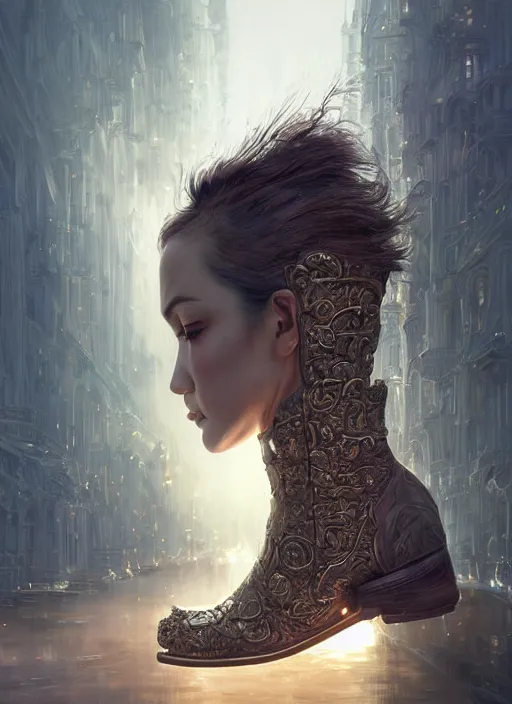 Image similar to imagine a boot stamping on a human face forever, full length, Realistic, Regal, Refined, Detailed Digital Art, Oil Paining, Exquisite detail, post-processing, masterpiece, Cinematic Lighting, Unreal Engine, 8k, HD, Stanley Artgerm Lau, WLOP, Rossdraws, Frank Frazetta, Andrei Riabovitchev, Marc Simonetti, trending on artstation