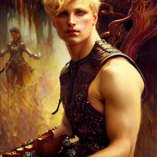 Image similar to attractive arthur pendragon. highly detailed painting by gaston bussiere, tom bagshaw, j. c. leyendecker