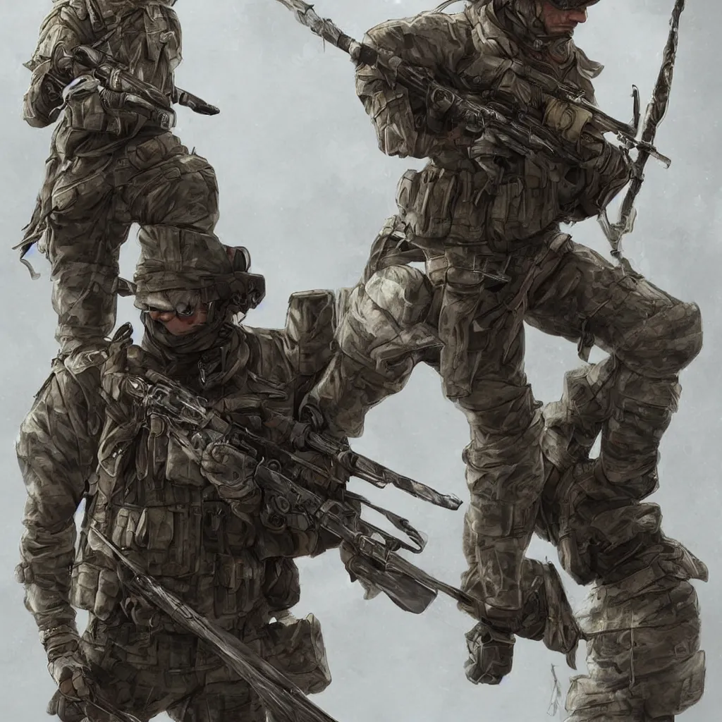 Image similar to the coolest soldier with a bow, trending on artstation, highly detailed, photorealistic