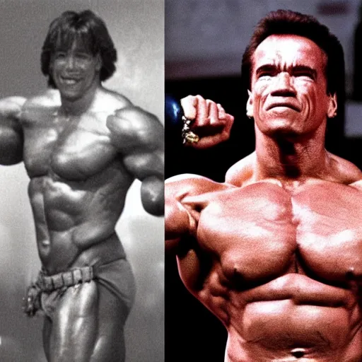 Prompt: Arnold Schwarzenegger as a jedi bodybuilding