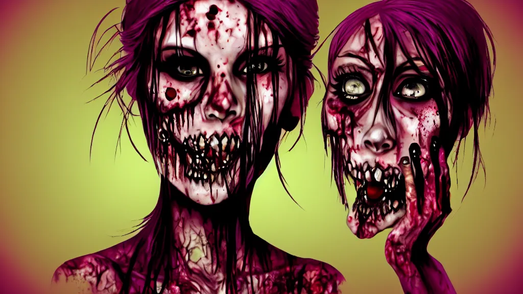 Image similar to beautiful zombie girl in the style of Peter Driben