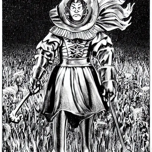 Prompt: The Wizard of Oz by Kentaro Miura, highly detailed, black and white