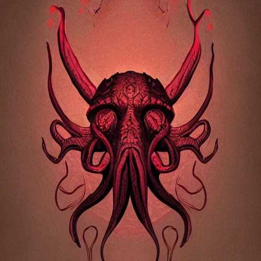 Image similar to 2d cthulhu illustration, simplified forms, high detail, in the style of Beistle studio lighting