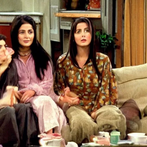 Prompt: kurdish girl watching friends on tv