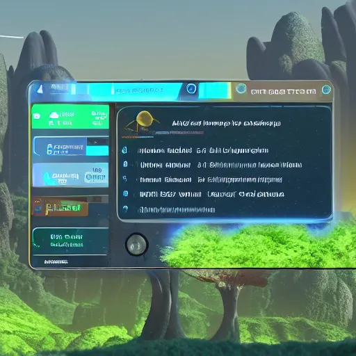 Image similar to a habitable alien exoplanet depicted on a futuristic interface, ui, onscreen info and labels, garden world info screen