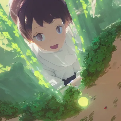 Image similar to a green hamster, illustration concept art anime key visual trending pixiv fanbox by wlop and greg rutkowski and makoto shinkai and studio ghibli and kyoto animation symmetrical facial features