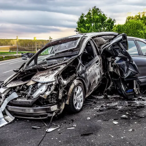 Image similar to ultra detailed photo of a car crash
