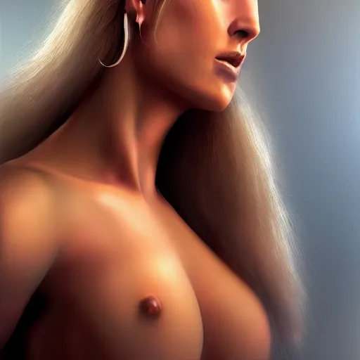 Image similar to hyperrealist portrait of a beautiful muscular woman as lady godiva, photo realistic, dynamic lighting, artstation, poster, volumetric lighting, very detailed faces, 4 k, award winning