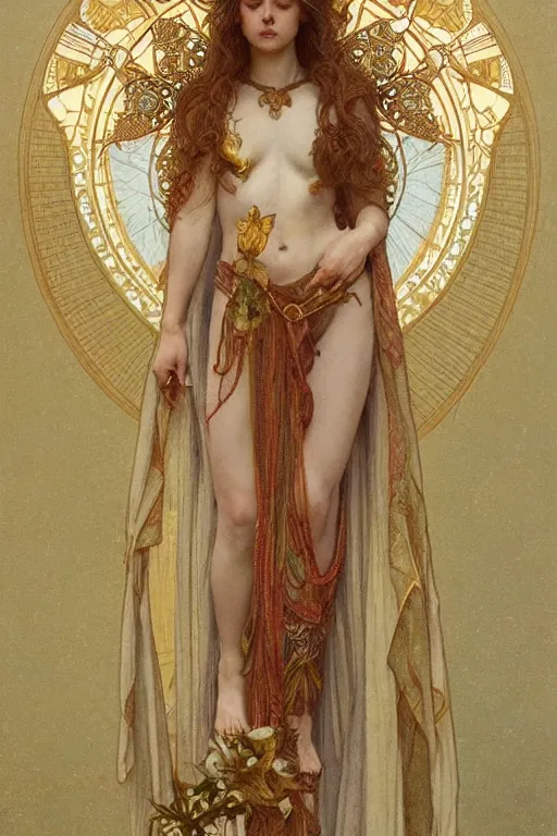 Image similar to a full body portrait of a beautiful ethereal delicate byzantine mage queen meditative sacral pose catholic stages of the cross, intricate, elegant, highly detailed, digital painting, artstation, concept art, smooth, sharp focus, illustration, art by krenz cushart and artem demura and alphonse mucha