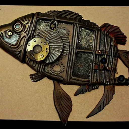 Prompt: steampunk fish