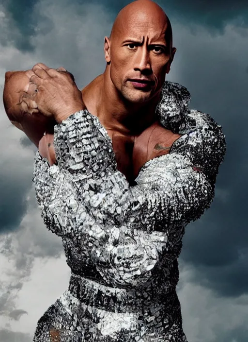 Image similar to dwayne johnson as beyonce styled by nick knight posing in an expensive mansion setting, vogue magazine, highly realistic. high resolution. highly detailed. dramatic. 8 k. 4 k.