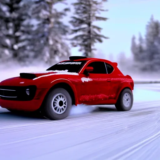 Prompt: Santa Clause driving a rally car he is going fast there is smoke coming from the tires there is snow on the track, octane render, realistic lighting, realistic shadows, highly reflective, photo realistic, hyper realistic