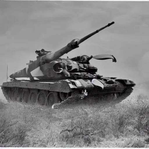 Image similar to black and white photo Dragons in Battle of Kursk WWII, dragons flying, tanks