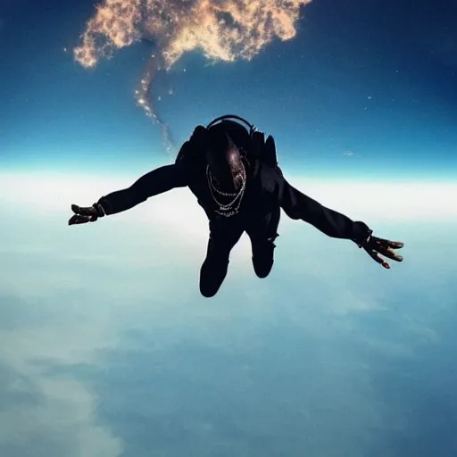 Image similar to Travis scott flying over Earth