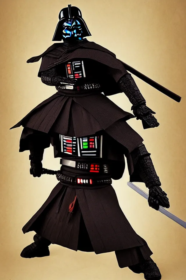 Image similar to Samurai Darth Vader, Full Figure, Yasushi Nirasawa Cartoon Anime Style