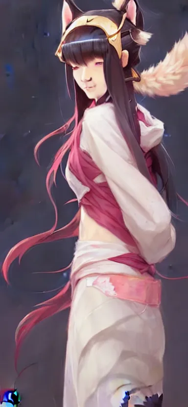 Prompt: a league of legends concept art of a cute girl with cat ears wearing kimono at a sakura tree, art by cushart krentz and greg rutkowski, 8 k resolution, high quality, highly detailed, long hair, fantasy style, empty background, illustration, hyperrealism, octane render, commission art, trending on artstation, pinterest