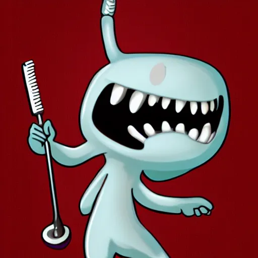 Prompt: clipart of toothy, the cute toothbrush character, nightmare fuel, deviantart, 8 k