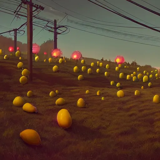 Prompt: “the beginning of lemons by Simon Stalenhag, trending on artstation, 8k, octane rendered, highly detailed”