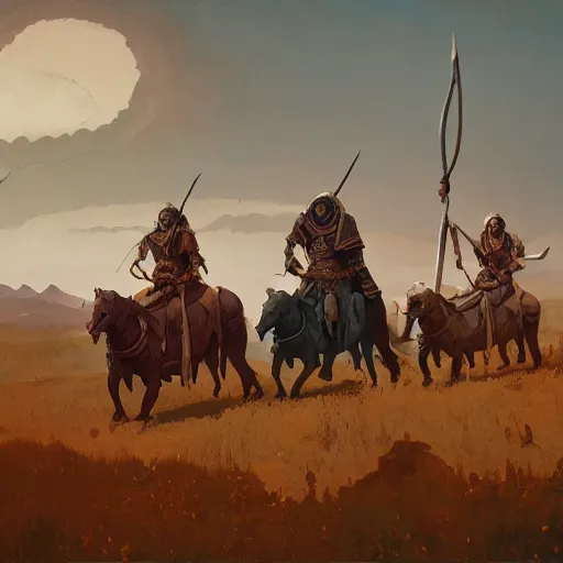Image similar to slavic orcs in the steppe, orcs lord of the rings, orthodox, art by nicholas roerich and greg rutkowski, high resolution, trending on artstation,