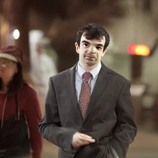 Prompt: nathan fielder walking around dante's inferno