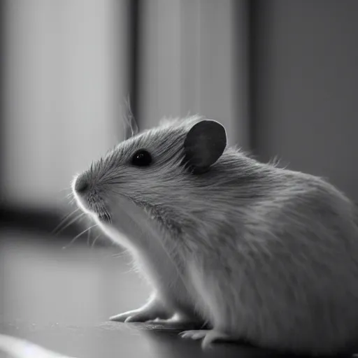 Image similar to photo of a hamster, dimly lit cinema corridor, various poses, unedited, soft light, sharp focus, 8 k