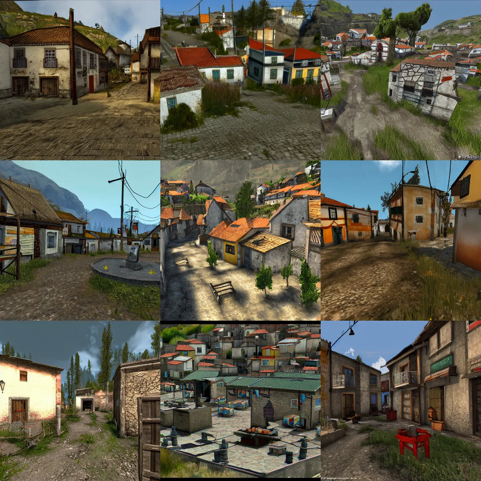 Prompt: Village in Portugal in the style of Half Life 2