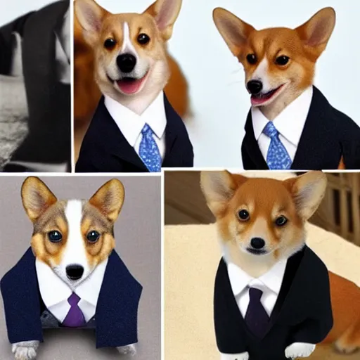 Image similar to corgis wearing business suits