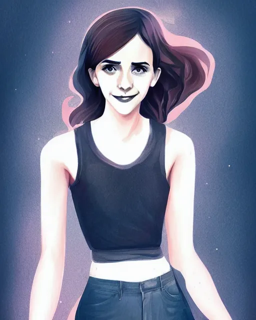 Image similar to beautiful full body Emma Watson smiling illustration by lois van baarle and loish and ross tran and rossdraws and sam yang and samdoesarts and artgerm