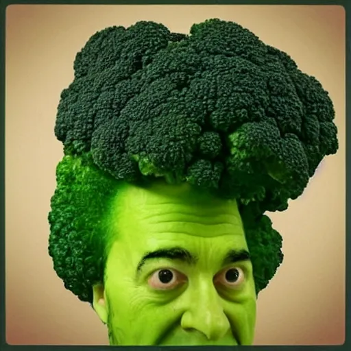 Prompt: “ kramer with broccoli for hair ”