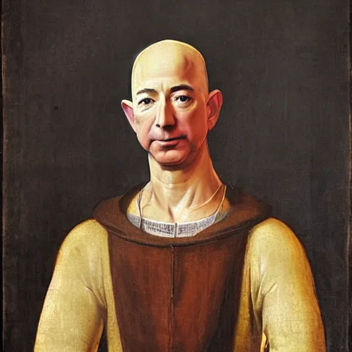 Image similar to Jeff Bezos in a 15th century painting, by Leonard Da Vinci,
