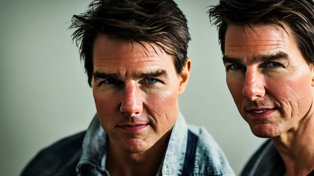 Prompt: A studio portrait of Tom Cruise; f/1.4; 90mm