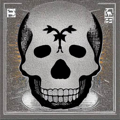 Image similar to album cover of a electronic group, skull head, album cover art, album cover