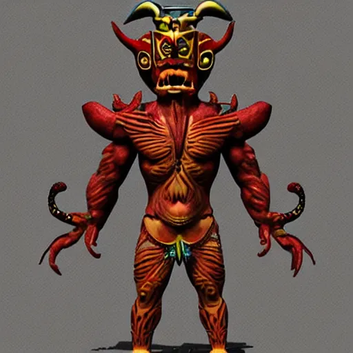 Prompt: Supay aztec demon god full body realistic