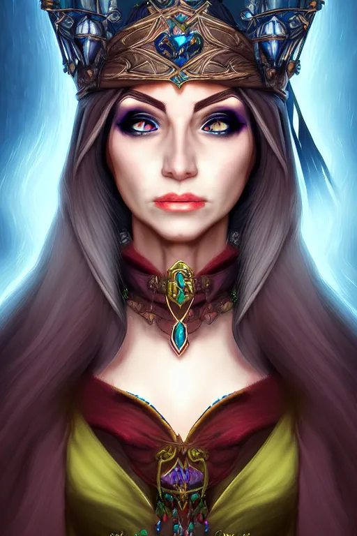 Image similar to Portrait of a sorceress by Heartstone official artists, exagerated accurate details