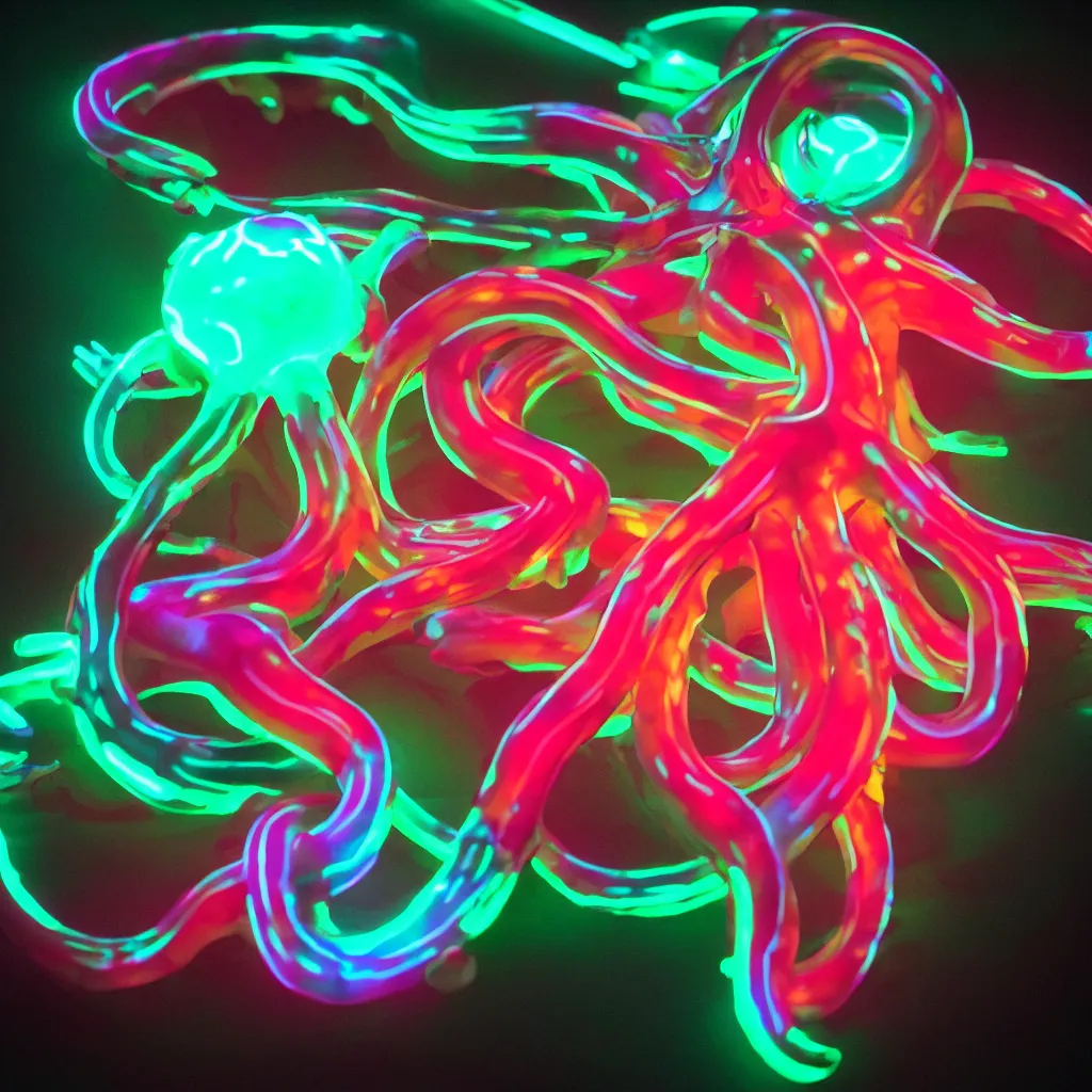 Image similar to glowing neon octopus, trending on Artstation, high definition, award winning, best, top, popular, 8k,4k