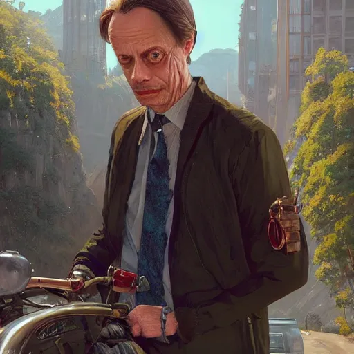 Image similar to highly detailed portrait, csteve buscemi, in gta v, stephen bliss, unreal engine, fantasy art by greg rutkowski, loish, rhads, ferdinand knab, makoto shinkai and lois van baarle, ilya kuvshinov, rossdraws, tom bagshaw, global illumination, radiant light, detailed and intricate environment