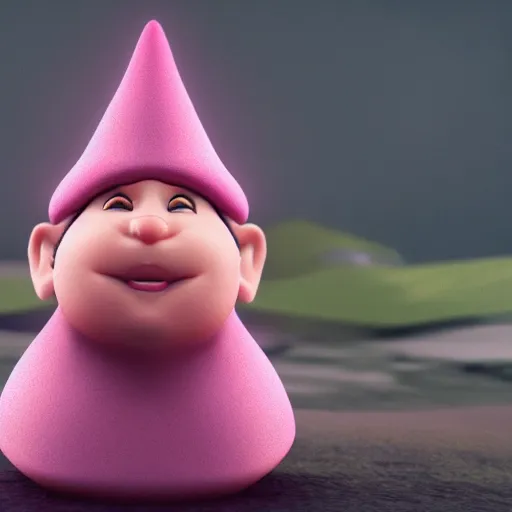 Image similar to a pink majestic gnome, realistic, aesthetic, octane render, 8 k