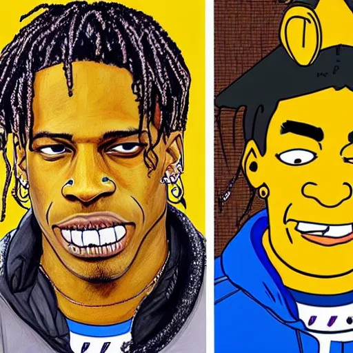 travis scott drawn in the style of the simpsons | Stable Diffusion ...