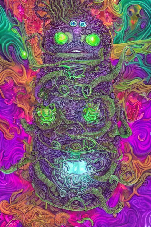 Image similar to creature sushi roots cactus elemental flush of force nature micro world fluo light deepdream a wild amazing steampunk baroque ancient alien creature, intricate detail, colorful digital painting radiating a glowing aura global illumination ray tracing