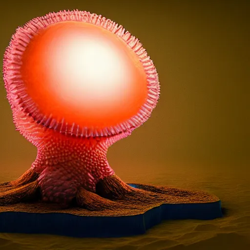 Image similar to psychedlic numerical realistic sea cone angler eggs apple spore , by Dan Witz and Mike Winkelmann and Jarosław Jaśnikowski , #macro , Global Illumination , storybook illustration