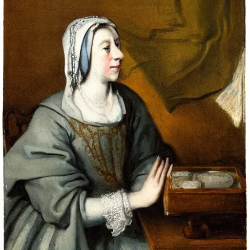 Image similar to queen elizabeth of england painted as a beggar by hogarth