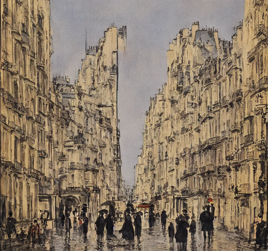 Image similar to color serigraphy of paris streets, by henri riviere