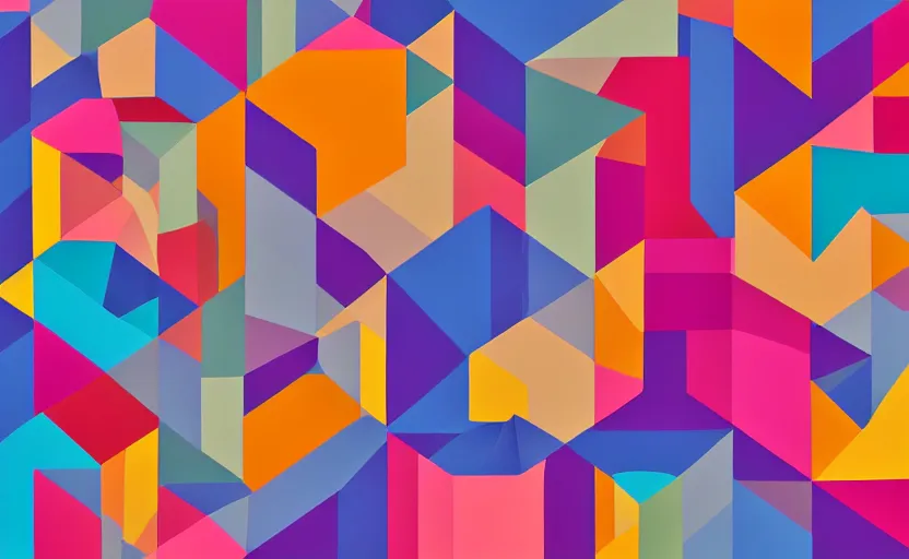 Image similar to colored geometric shapes, graphic style by Matt W. Moore