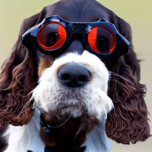 Prompt: English Cocker spaniel wearing sunglasses